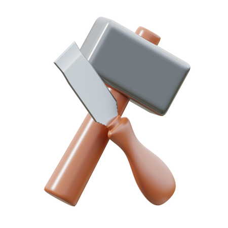 Hammer and chisel  3D Icon