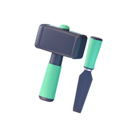 Hammer And Chisel 3D Icon