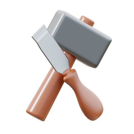 Hammer and chisel  3D Icon