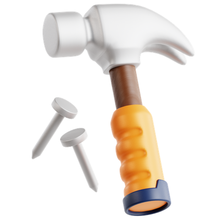 Hammer and Nails  3D Icon