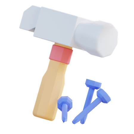 Hammer And Nails  3D Icon