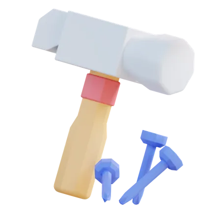 Hammer And Nails  3D Icon