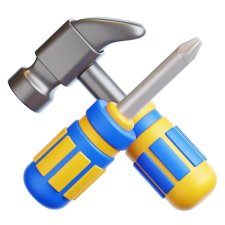 Hammer and Screw  3D Icon