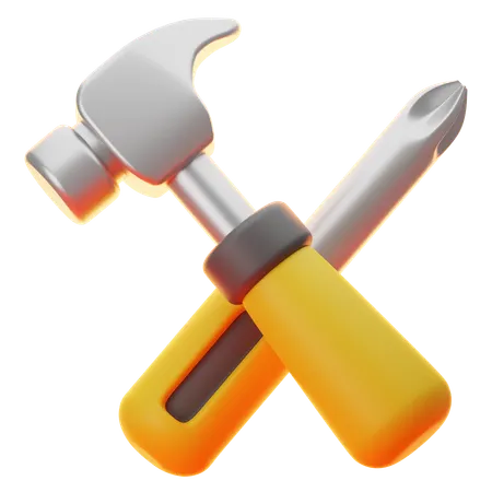ハンマーとネジ  3D Icon