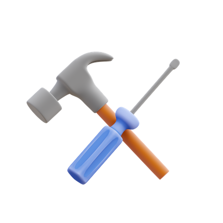 Hammer and Screw  3D Illustration