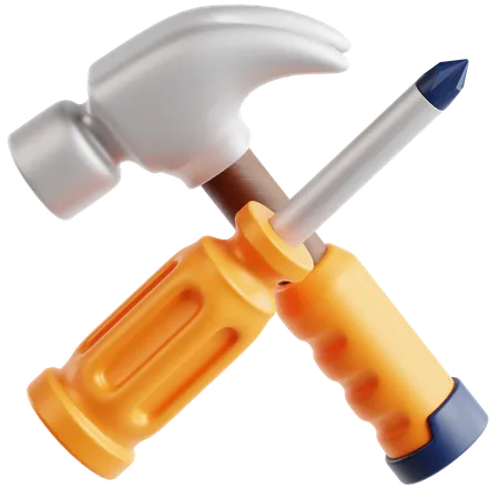 Hammer And Screwdriver 3 D Icon 3D Icon