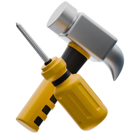 Hammer and Screwdriver  3D Icon