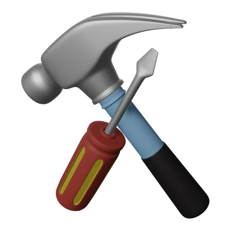 3 D Hammer And Screwdriver Illustration 3D Icon