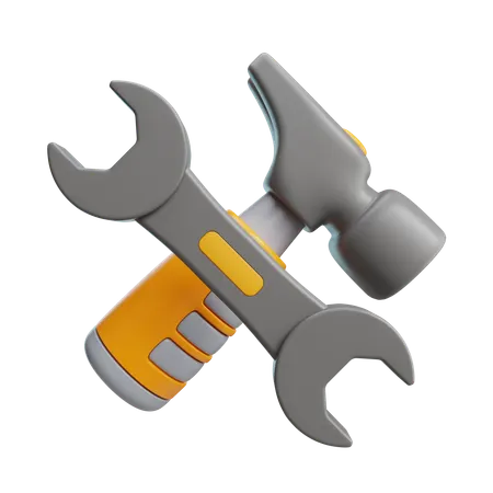Hammer And Wrench  3D Icon