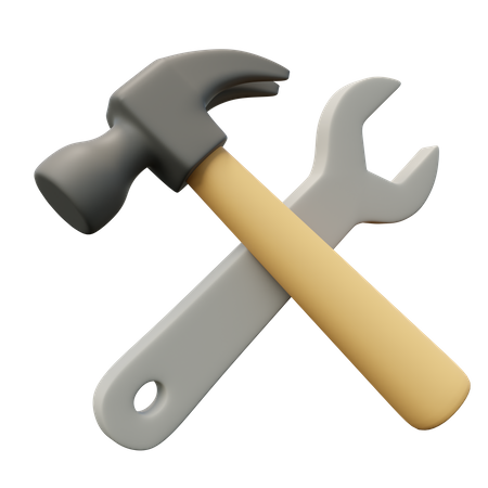 Hammer And Wrench 3D Icon