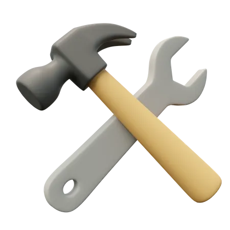 Hammer And Wrench 3D Icon