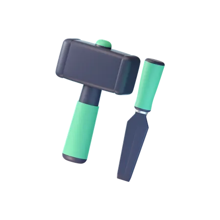 Hammer und Meißel  3D Icon