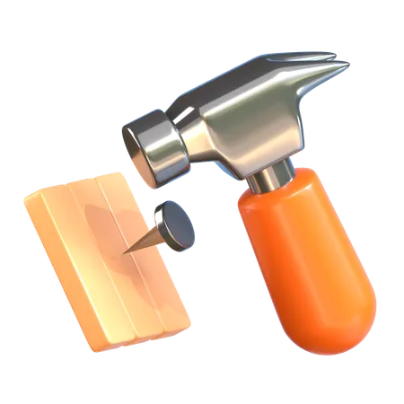 Hammer und Nagel  3D Icon