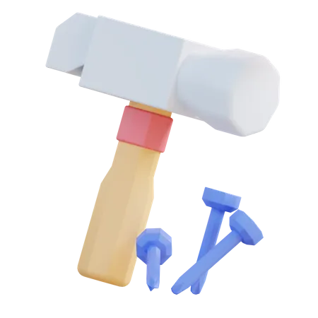 Hammer und Nägel  3D Icon