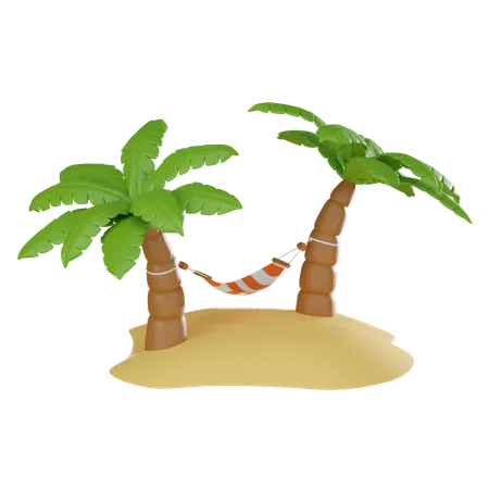 Hammock Symbolizing Relaxation And Leisure Perfect For Capturing The Essence Of Vacation Getaways And Tropical Paradises 3 D Render Illustration 3D Icon