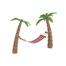 coconut tree with hammock 3d logo