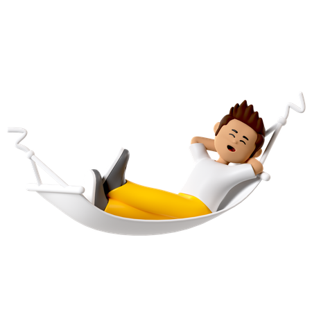 Hammock Relaxing Boy  3D Illustration