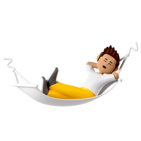 Hammock Relaxing Boy  3D Icon