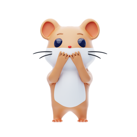 Hamster Character Is Amazed  3D Illustration