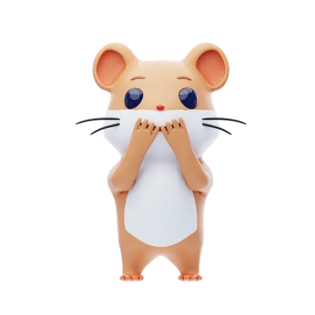 Hamster Character Is Amazed  3D Illustration