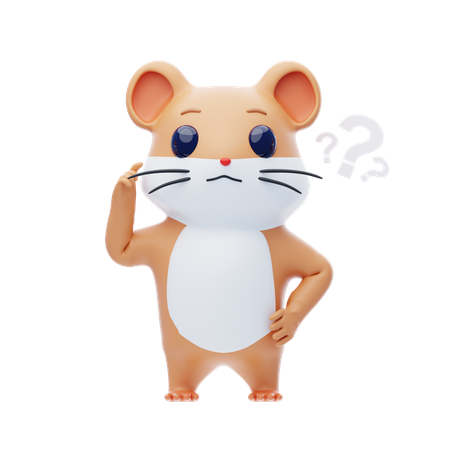 Hamster Character Is Confused  3D Illustration