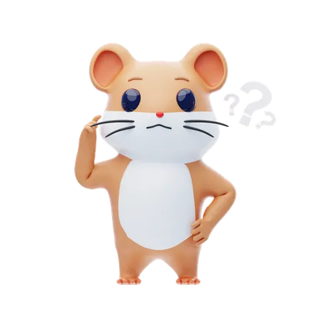 Hamster Character Is Confused  3D Illustration