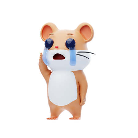 Hamster Character Is Crying  3D Illustration
