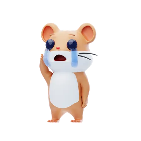 Hamster Character Is Crying  3D Illustration