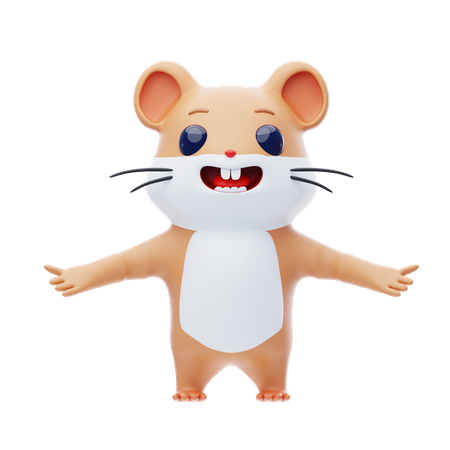 Hamster Character Is Welcoming  3D Icon