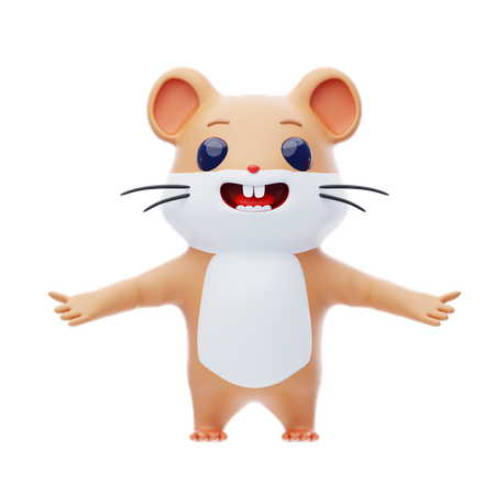 Hamster Character Is Welcoming  3D Illustration