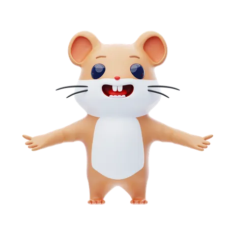 Hamster Character Is Welcoming  3D Illustration