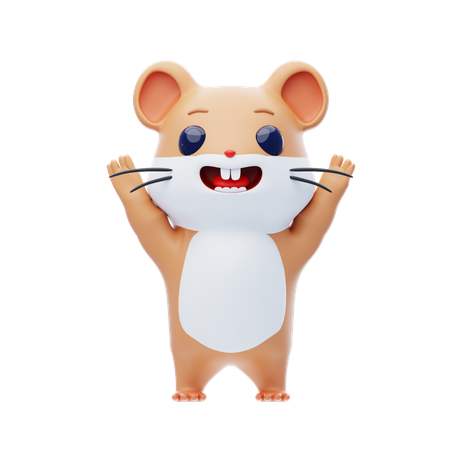 Hamster Character Raising Hands  3D Icon