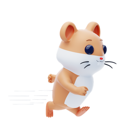 Hamster Character Running  3D Illustration