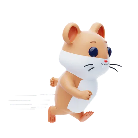 Hamster Character Running  3D Illustration