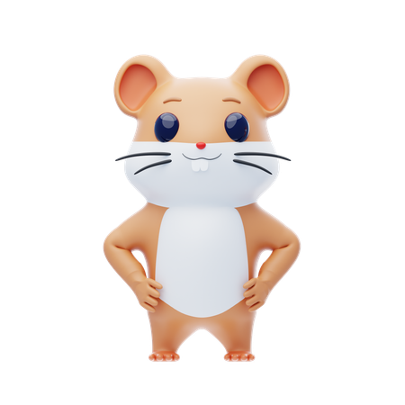 Hamster Character Standing Upright  3D Illustration