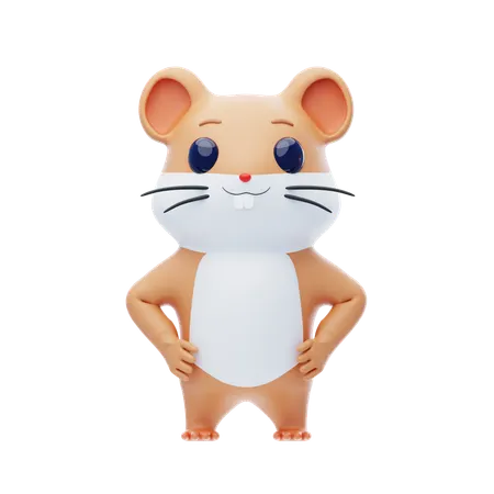 Hamster Character Standing Upright  3D Illustration