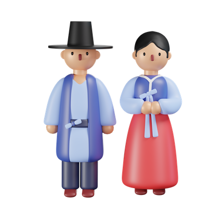 Hanbok Couple  3D Icon