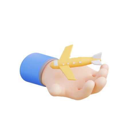 Hand And Airplane  3D Icon