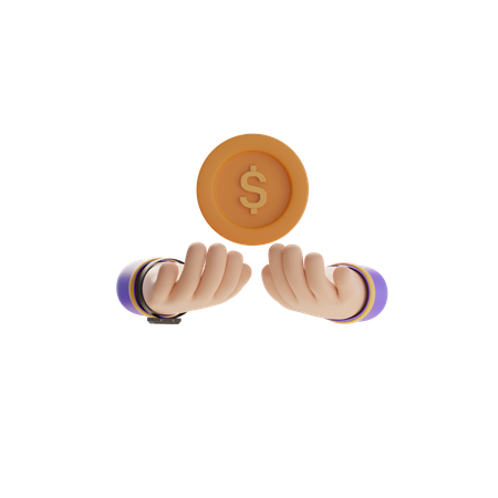 Hand And Coin  3D Icon