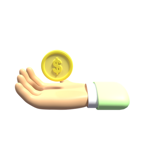 Hand and Coin  3D Icon