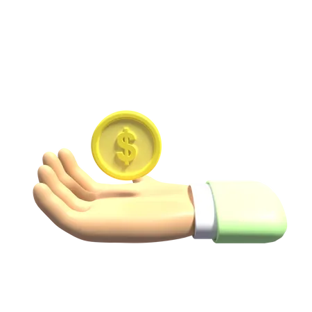 Hand and Coin  3D Icon