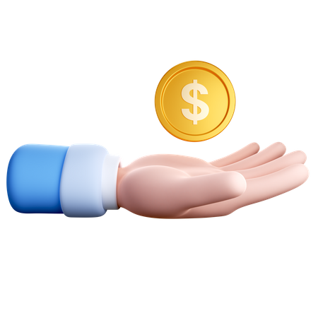 Hand And Coin With Dollar  3D Icon