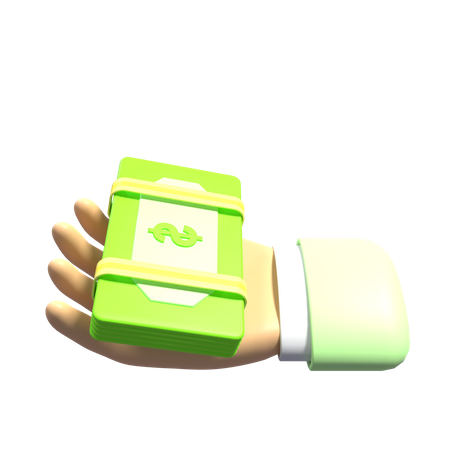 Hand and Dollars  3D Icon