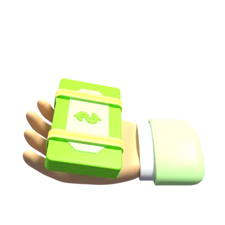 Hand and Dollars  3D Icon