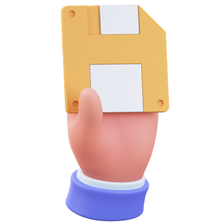 Hand And Floppy Disk  3D Icon