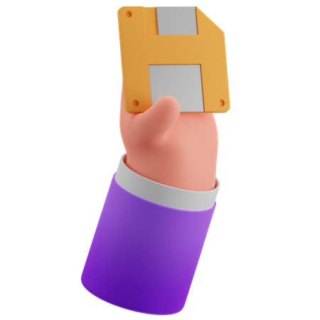 Hand And Floppy Disk  3D Icon