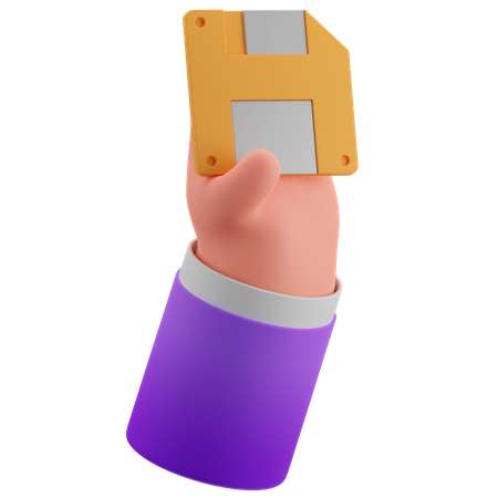 Hand And Floppy Disk  3D Icon