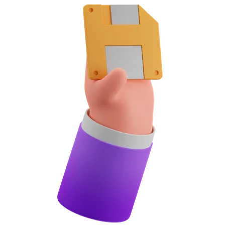 Hand And Floppy Disk  3D Icon