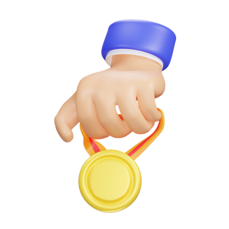 Hand And Gold Medal  3D Icon