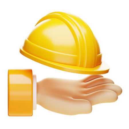 手とヘルメット  3D Icon